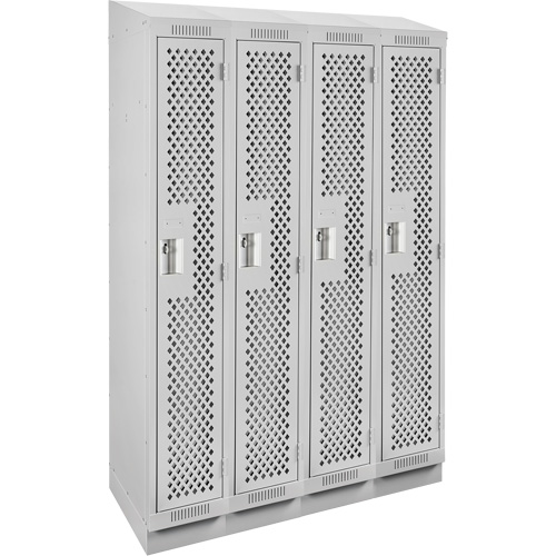 Casiers Clean Line, Bloc de 4, 48" x 15" x 82", Acier, Gris, Rivet (assembl&eacute;), Perfor&eacute; Groupe Generik