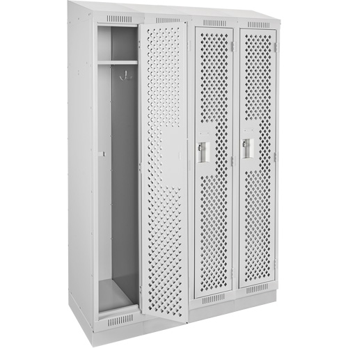 Casiers Clean Line, Bloc de 4, 48" x 15" x 82", Acier, Gris, Rivet (assembl&eacute;), Perfor&eacute; Groupe Generik