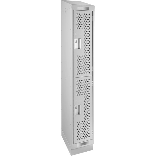 Casiers Clean Line, 2 niveaux, 12" x 12" x 82", Acier, Gris, Rivet (assembl&eacute;), Perfor&eacute; Groupe Generik