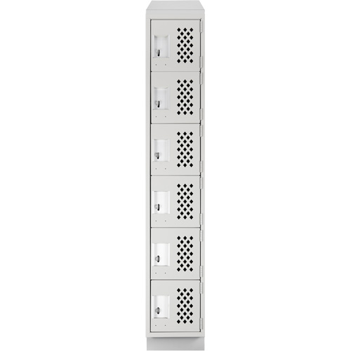 Assembled Lockerettes Clean Line Perforated Economy Lockers, 6 -tier, 18" x 72" x 12", Steel Groupe Generik