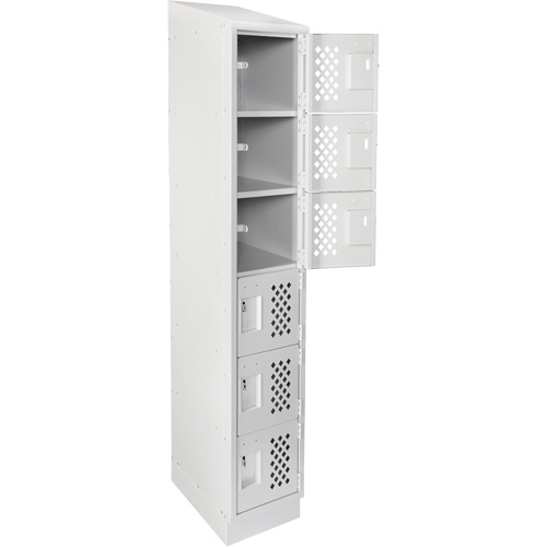 Assembled Lockerettes Clean Line Perforated Economy Lockers, 6 -tier, 18" x 72" x 12", Steel Groupe Generik