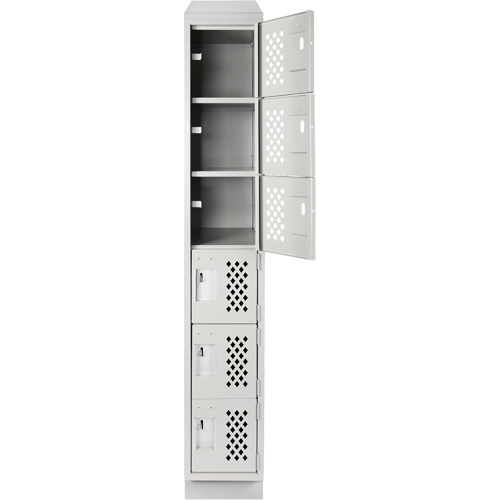 Assembled Lockerettes Clean Line Perforated Economy Lockers, 6 -tier, 18" x 72" x 12", Steel Groupe Generik