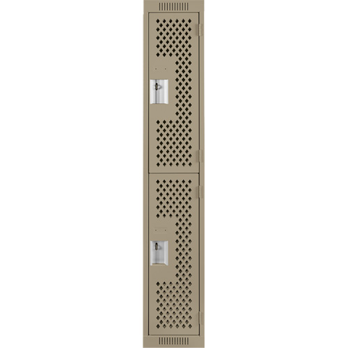 Casiers Clean Line, 2 niveaux, 12" x 15" x 72", Acier, Beige, Rivet (assembl&eacute;), Perfor&eacute; Groupe Generik