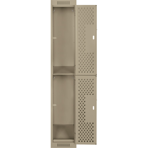 Casiers Clean Line, 2 niveaux, 12" x 15" x 72", Acier, Beige, Rivet (assembl&eacute;), Perfor&eacute; Groupe Generik