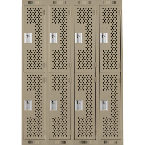 Casiers Clean Line, 2 niveaux, Bloc de 4, 48" x 15" x 72", Acier, Beige, Rivet (assembl&eacute;), Perfor&eacute; Groupe Generik
