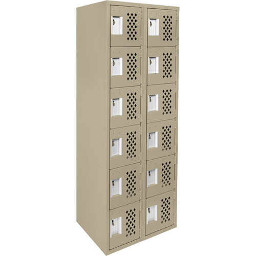 Clean-Line Perforated Lockerette, 6 -tier, Bank of 2, 12" x 72" x 12", Steel Groupe Generik
