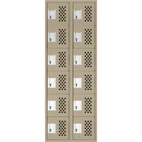 Clean-Line Perforated Lockerette, 6 -tier, Bank of 2, 12" x 72" x 12", Steel Groupe Generik