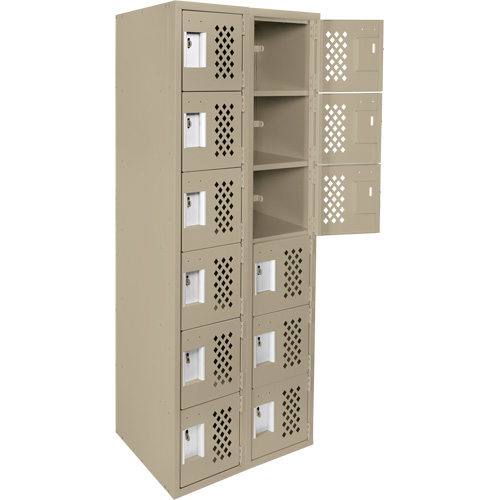 Clean-Line Perforated Lockerette, 6 -tier, Bank of 2, 12" x 72" x 12", Steel Groupe Generik