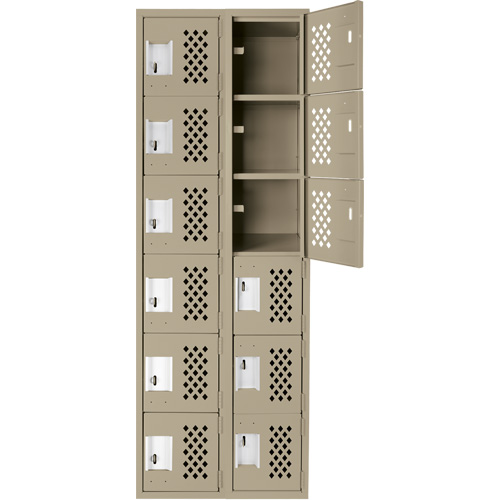Clean-Line Perforated Lockerette, 6 -tier, Bank of 2, 12" x 72" x 12", Steel Groupe Generik