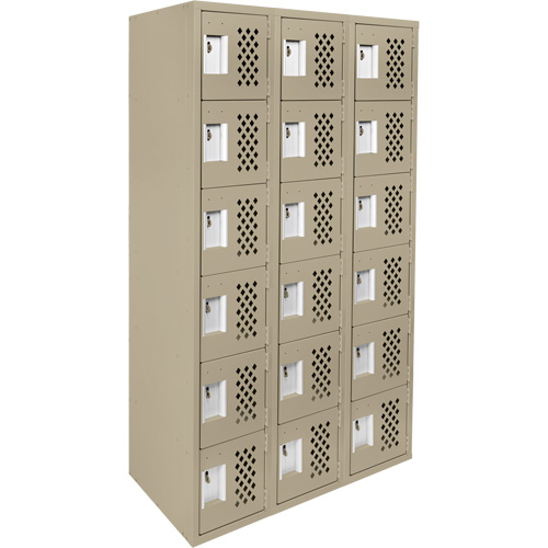 Petit casier perfor&eacute; Clean-Line, 6 niveaux, Bloc de 3, 12" x 72" x 12", Acier Groupe Generik