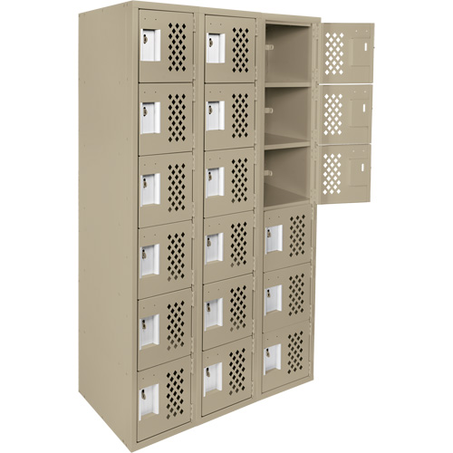 Petit casier perfor&eacute; Clean-Line, 6 niveaux, Bloc de 3, 12" x 72" x 12", Acier Groupe Generik