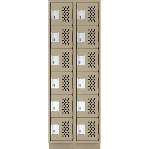 Petit casier perfor&eacute; Clean-Line, 6 niveaux, Bloc de 2, 12" x 72" x 12", Acier Groupe Generik