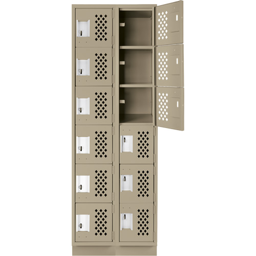 Petit casier perfor&eacute; Clean-Line, 6 niveaux, Bloc de 2, 12" x 72" x 12", Acier Groupe Generik