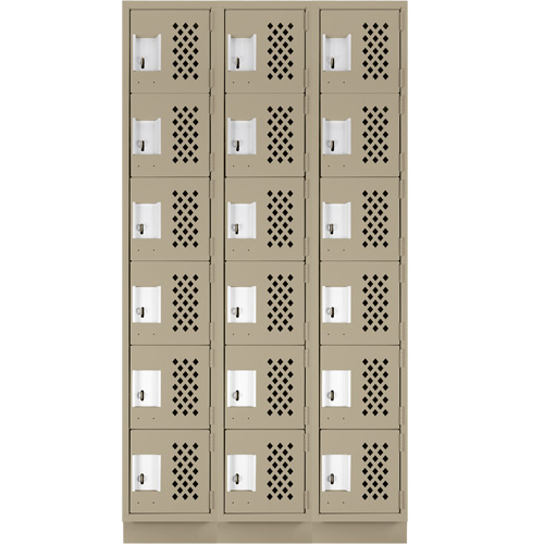 Clean-Line Perforated Lockerette, 6 -tier, Bank of 3, 12" x 72" x 12", Steel Groupe Generik