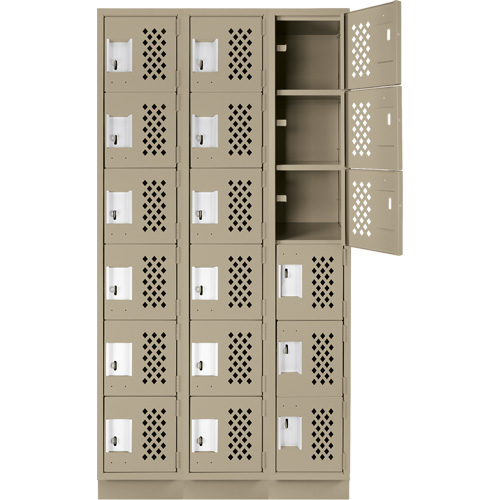 Clean-Line Perforated Lockerette, 6 -tier, Bank of 3, 12" x 72" x 12", Steel Groupe Generik