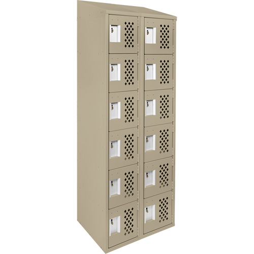 Clean-Line Perforated Lockerette, 6 -tier, Bank of 2, 12" x 72" x 12", Steel Groupe Generik