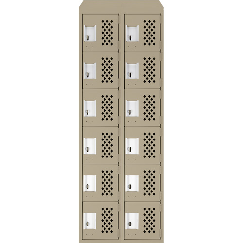 Clean-Line Perforated Lockerette, 6 -tier, Bank of 2, 12" x 72" x 12", Steel Groupe Generik