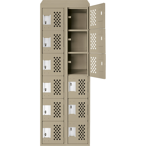Clean-Line Perforated Lockerette, 6 -tier, Bank of 2, 12" x 72" x 12", Steel Groupe Generik
