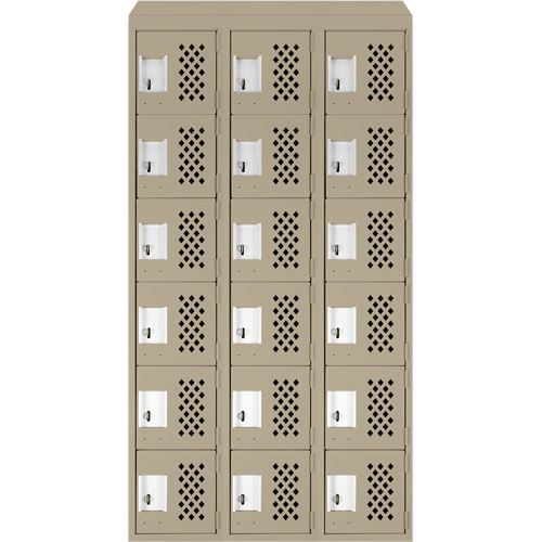 Petit casier perfor&eacute; Clean-Line, 6 niveaux, Bloc de 3, 12" x 72" x 12", Acier Groupe Generik
