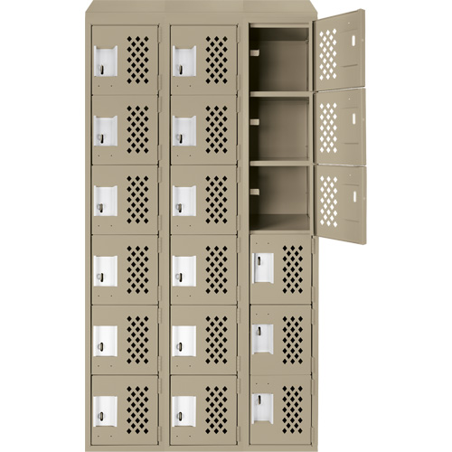 Petit casier perfor&eacute; Clean-Line, 6 niveaux, Bloc de 3, 12" x 72" x 12", Acier Groupe Generik
