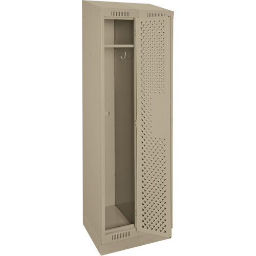 Clean Line Lockers, Bank of 2, 24" x 15" x 82", Steel, Beige, Rivet (Assembled), Perforated Groupe Generik