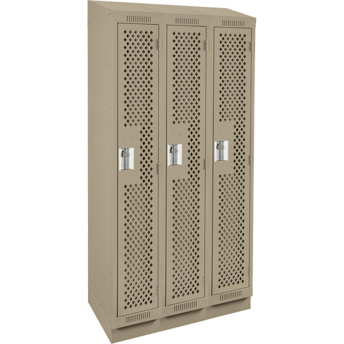 Casiers Clean Line, Bloc de 3, 36" x 15" x 82", Acier, Beige, Rivet (assembl&eacute;), Perfor&eacute; Groupe Generik