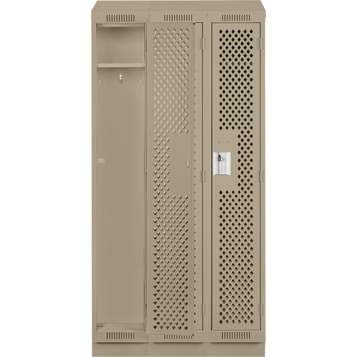 Casiers Clean Line, Bloc de 3, 36" x 15" x 82", Acier, Beige, Rivet (assembl&eacute;), Perfor&eacute; Groupe Generik