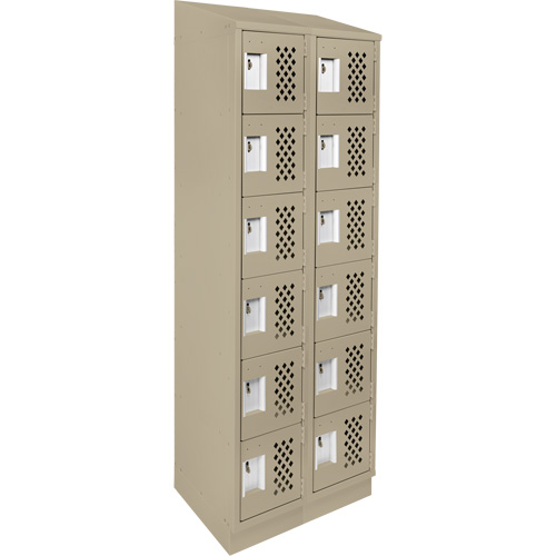 Assembled Lockerettes Clean Line Perforated Economy Lockers, 6 -tier, Bank of 2, 18" x 72" x 12", Steel Groupe Generik