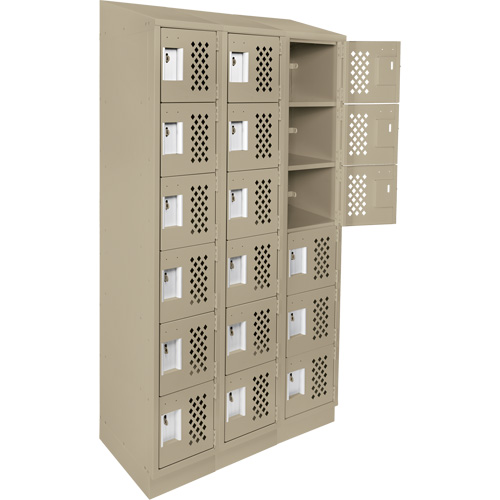 Petits casiers &eacute;conomiques assembl&eacute;s et perfor&eacute;s Clean Line, 6 niveaux, Bloc de 3, 18" x 72" x 12", Acier Groupe Generik