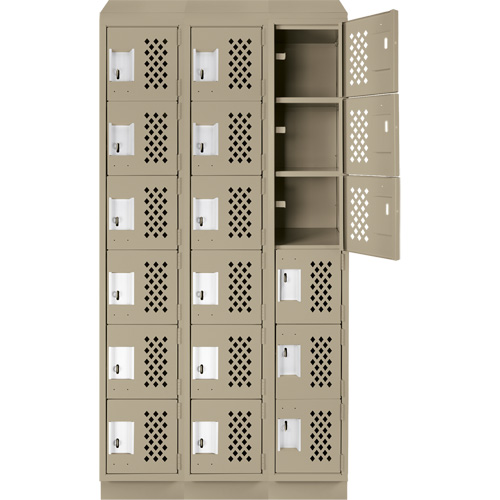 Petits casiers &eacute;conomiques assembl&eacute;s et perfor&eacute;s Clean Line, 6 niveaux, Bloc de 3, 18" x 72" x 12", Acier Groupe Generik