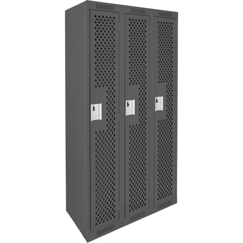 Casiers Clean Line, Bloc de 3, 36" x 12" x 72", Acier, Charbon, Rivet (assembl&eacute;), Perfor&eacute; Groupe Generik