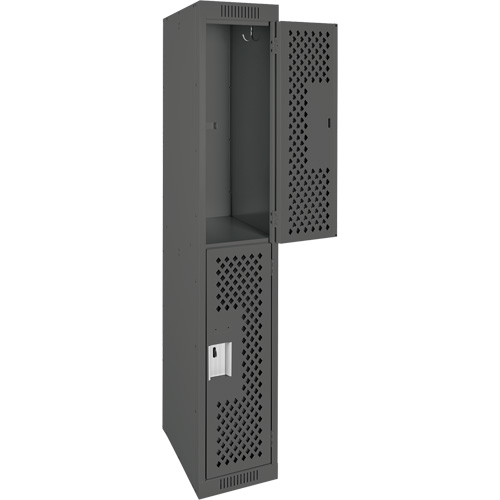 Casiers Clean Line, 2 niveaux, 12" x 15" x 72", Acier, Charbon, Rivet (assembl&eacute;), Perfor&eacute; Groupe Generik