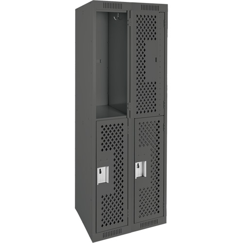 Casiers Clean Line, 2 niveaux, Bloc de 2, 24" x 15" x 72", Acier, Charbon, Rivet (assembl&eacute;), Perfor&eacute; Groupe Generik