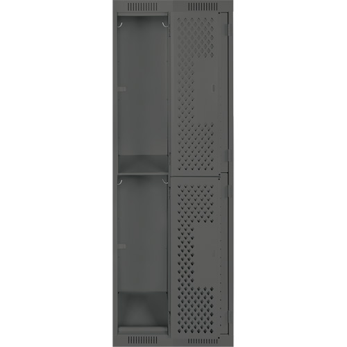 Casiers Clean Line, 2 niveaux, Bloc de 2, 24" x 15" x 72", Acier, Charbon, Rivet (assembl&eacute;), Perfor&eacute; Groupe Generik