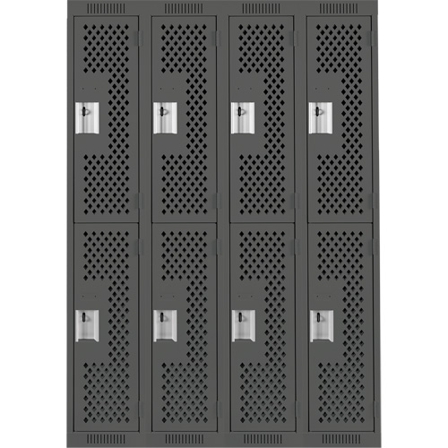 Casiers Clean Line, 2 niveaux, Bloc de 4, 48" x 15" x 72", Acier, Charbon, Rivet (assembl&eacute;), Perfor&eacute; Groupe Generik