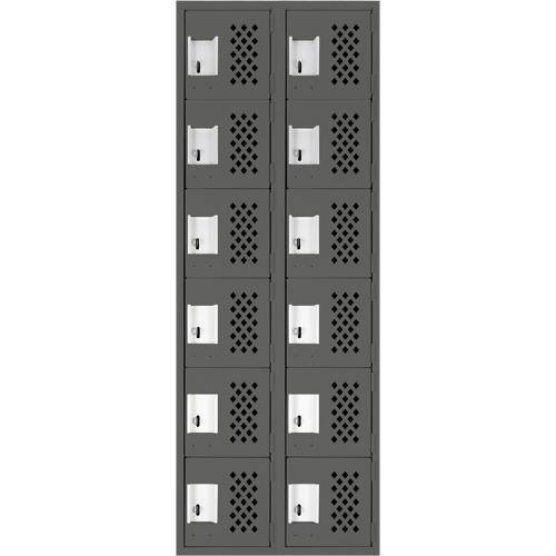Clean-Line Perforated Lockerette, 6 -tier, Bank of 2, 12" x 72" x 12", Steel Groupe Generik