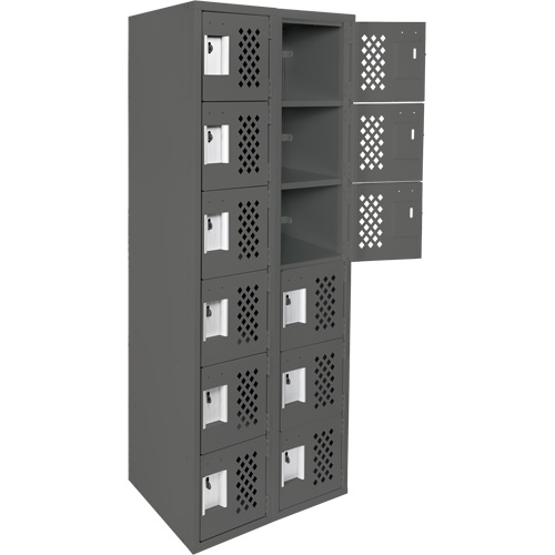 Clean-Line Perforated Lockerette, 6 -tier, Bank of 2, 12" x 72" x 12", Steel Groupe Generik