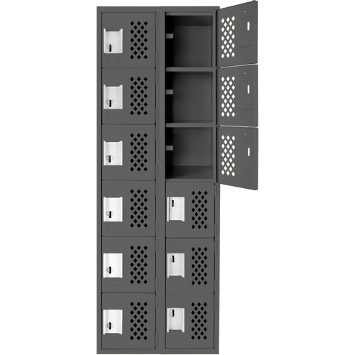 Clean-Line Perforated Lockerette, 6 -tier, Bank of 2, 12" x 72" x 12", Steel Groupe Generik