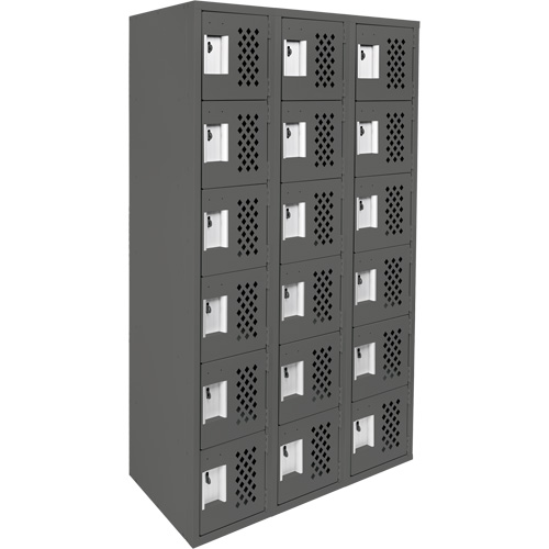 Clean-Line Perforated Lockerette, 6 -tier, Bank of 3, 12" x 72" x 12", Steel Groupe Generik