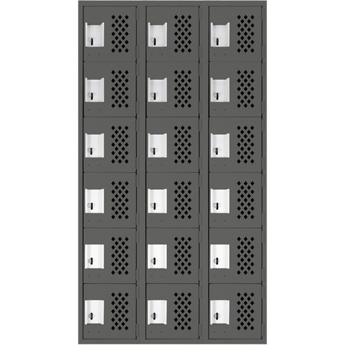 Clean-Line Perforated Lockerette, 6 -tier, Bank of 3, 12" x 72" x 12", Steel Groupe Generik