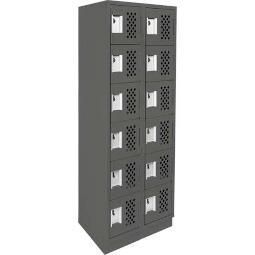 Clean-Line Perforated Lockerette, 6 -tier, Bank of 2, 15" x 72" x 12", Steel Groupe Generik