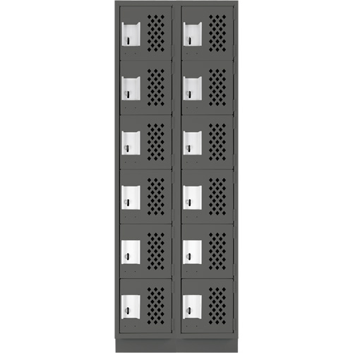 Clean-Line Perforated Lockerette, 6 -tier, Bank of 2, 15" x 72" x 12", Steel Groupe Generik