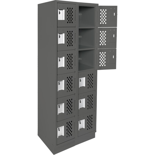 Clean-Line Perforated Lockerette, 6 -tier, Bank of 2, 15" x 72" x 12", Steel Groupe Generik