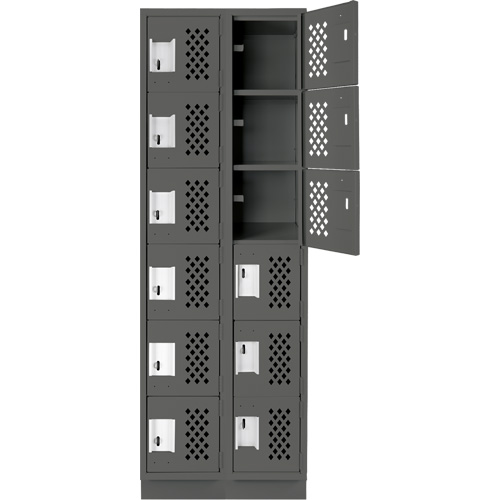 Clean-Line Perforated Lockerette, 6 -tier, Bank of 2, 15" x 72" x 12", Steel Groupe Generik