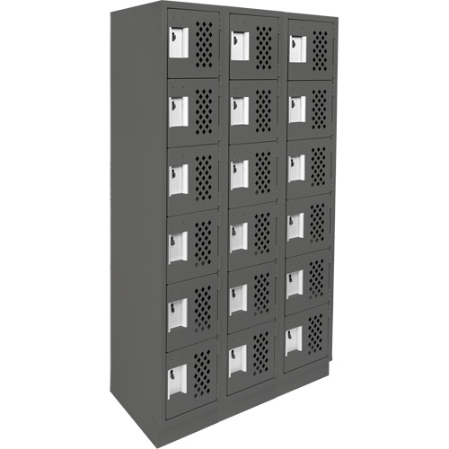 Clean-Line Perforated Lockerette, 6 -tier, Bank of 3, 12" x 72" x 12", Steel Groupe Generik