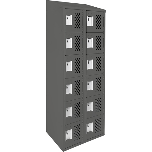 Clean-Line Perforated Lockerette, 6 -tier, Bank of 2, 12" x 72" x 12", Steel Groupe Generik