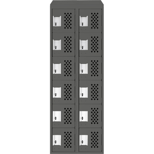 Clean-Line Perforated Lockerette, 6 -tier, Bank of 2, 12" x 72" x 12", Steel Groupe Generik