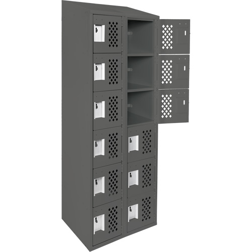 Clean-Line Perforated Lockerette, 6 -tier, Bank of 2, 12" x 72" x 12", Steel Groupe Generik