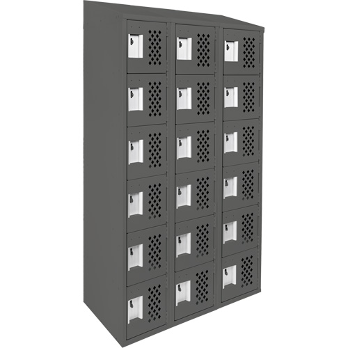 Clean-Line Perforated Lockerette, 6 -tier, Bank of 3, 12" x 72" x 12", Steel Groupe Generik