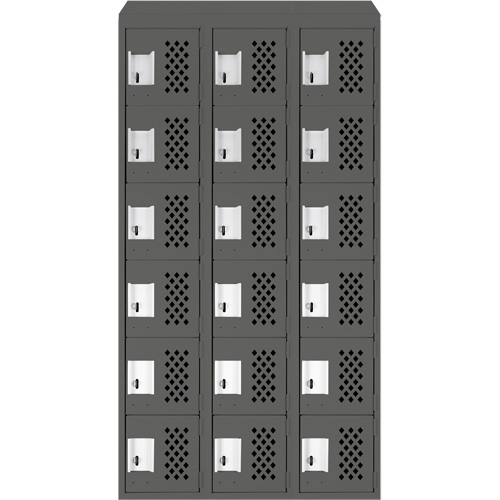 Clean-Line Perforated Lockerette, 6 -tier, Bank of 3, 12" x 72" x 12", Steel Groupe Generik